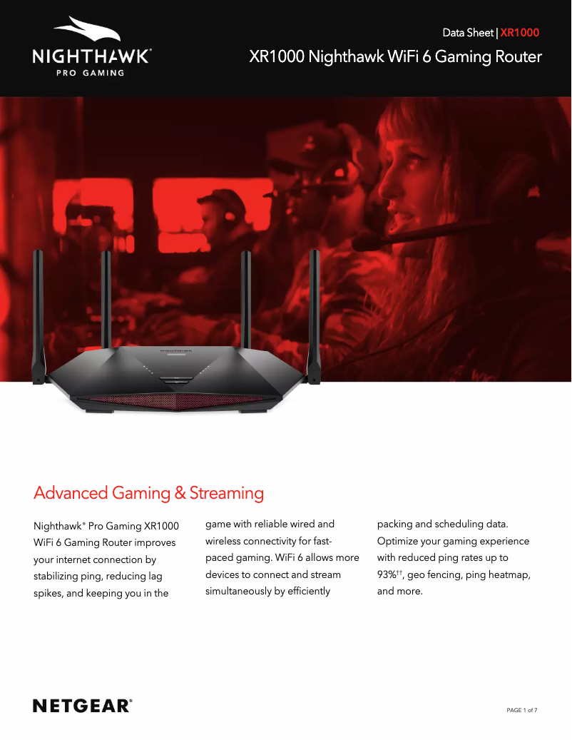 Image de la première page du manuel de l'appareil Nighthawk XR1000