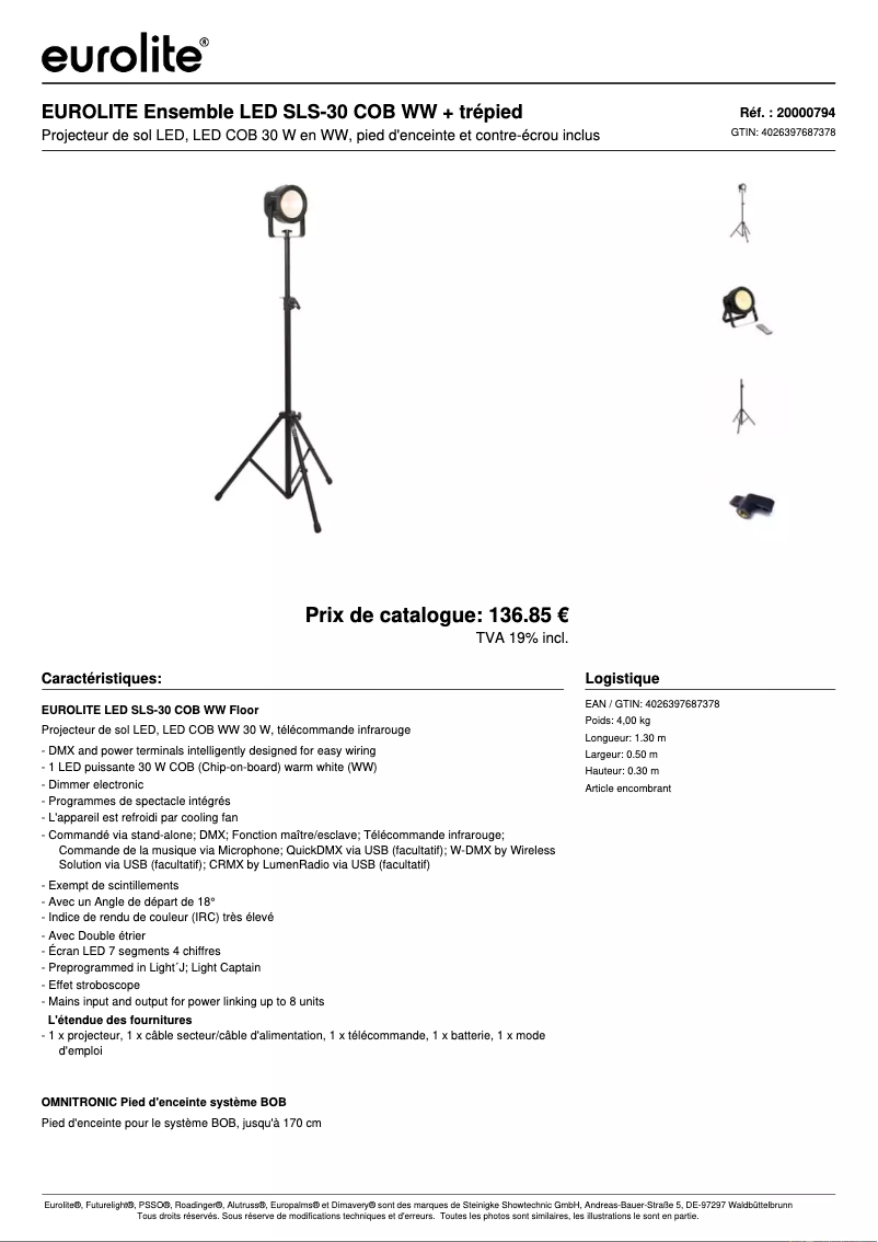 Image de la première page du manuel de l'appareil LED SLS-30