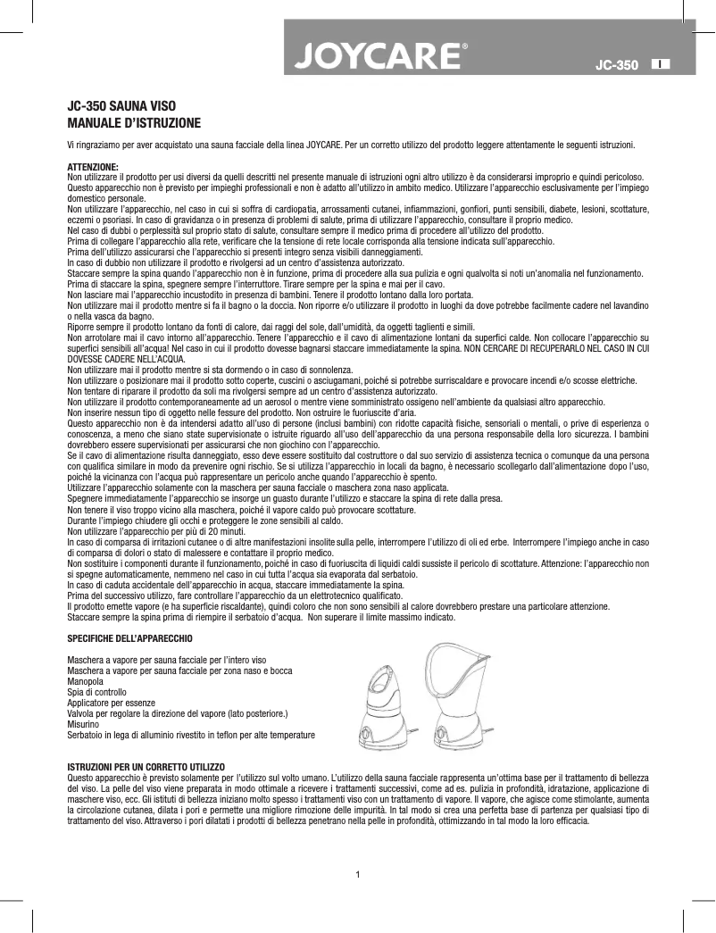 Image de la première page du manuel de l'appareil JC-350
