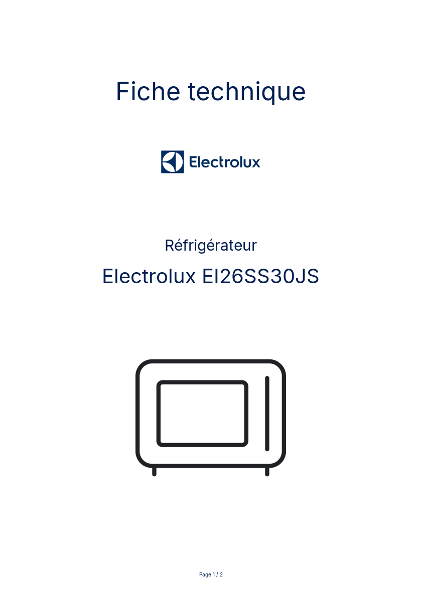Page n°1 - Fiche technique Electrolux EI26SS30JS