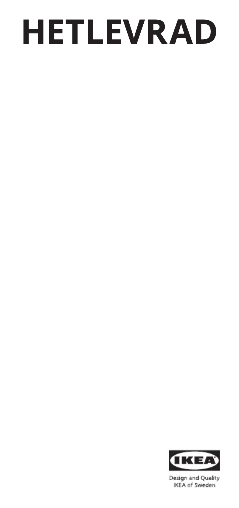 Page 1 de la notice Manuel utilisateur Ikea HETLEVRAD 104.973.25