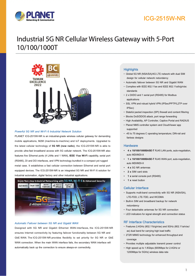 Image de la première page du manuel de l'appareil ICG-2515W-NR