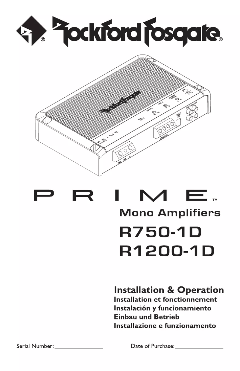 Page n°1 - Manuel utilisateur Rockford Fosgate R400-4D