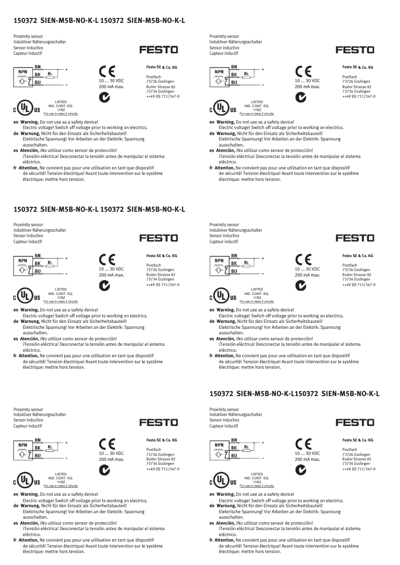Page 1 de la notice Manuel utilisateur Festo SIEN-M5B-NO-K-L
