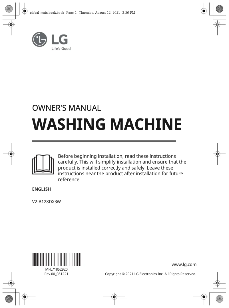 Page 1 de la notice Manuel utilisateur LG V2-B128DX3W