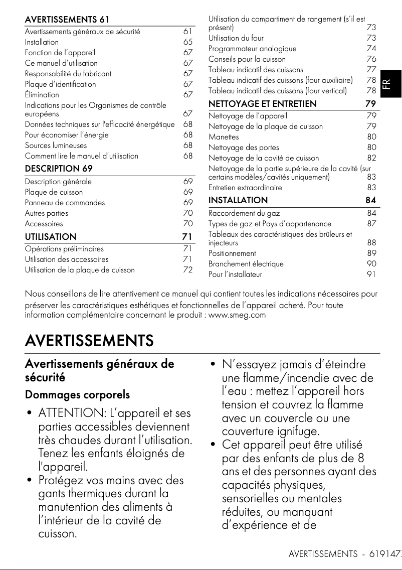 Page n°1 - Manuel utilisateur Smeg Concert CX93GMBL