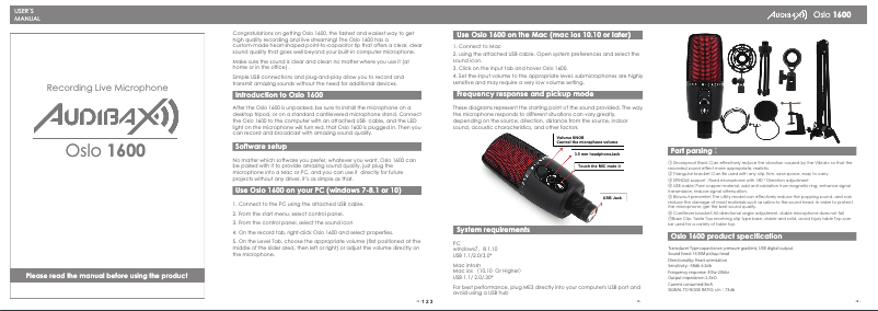Image de la première page du manuel de l'appareil Oslo 1600