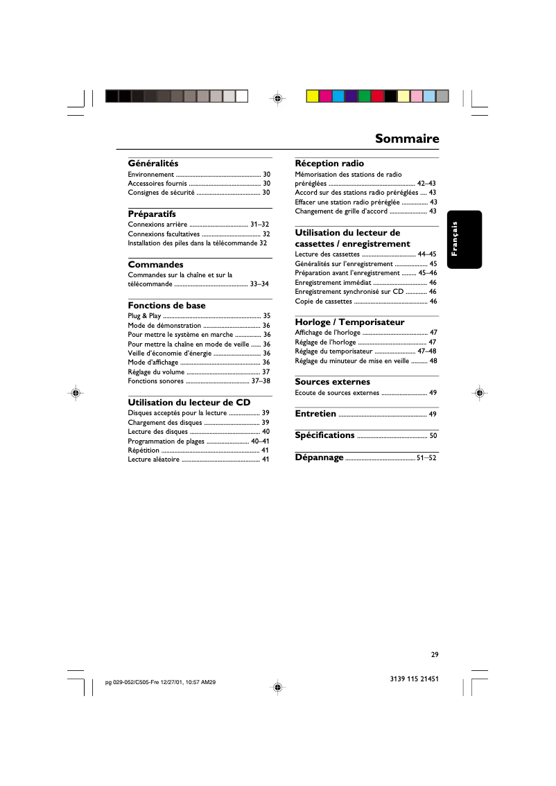 Page 1 de la notice Manuel utilisateur Philips FW-C505