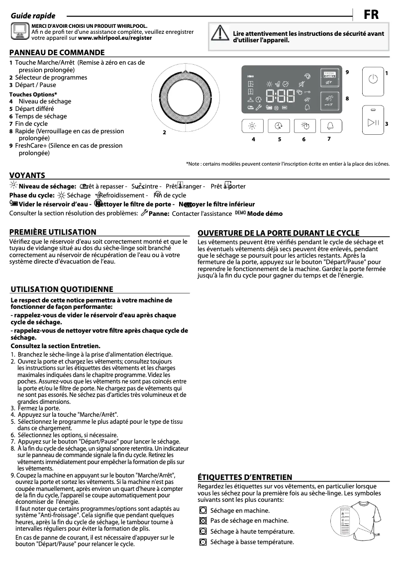 Página 1 del manual Manual de uso y mantenimiento Whirlpool FFT CM11 8XB BE