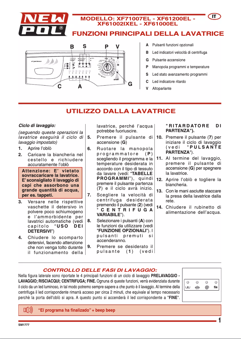Image de la première page du manuel de l'appareil XF6 1002IXEL