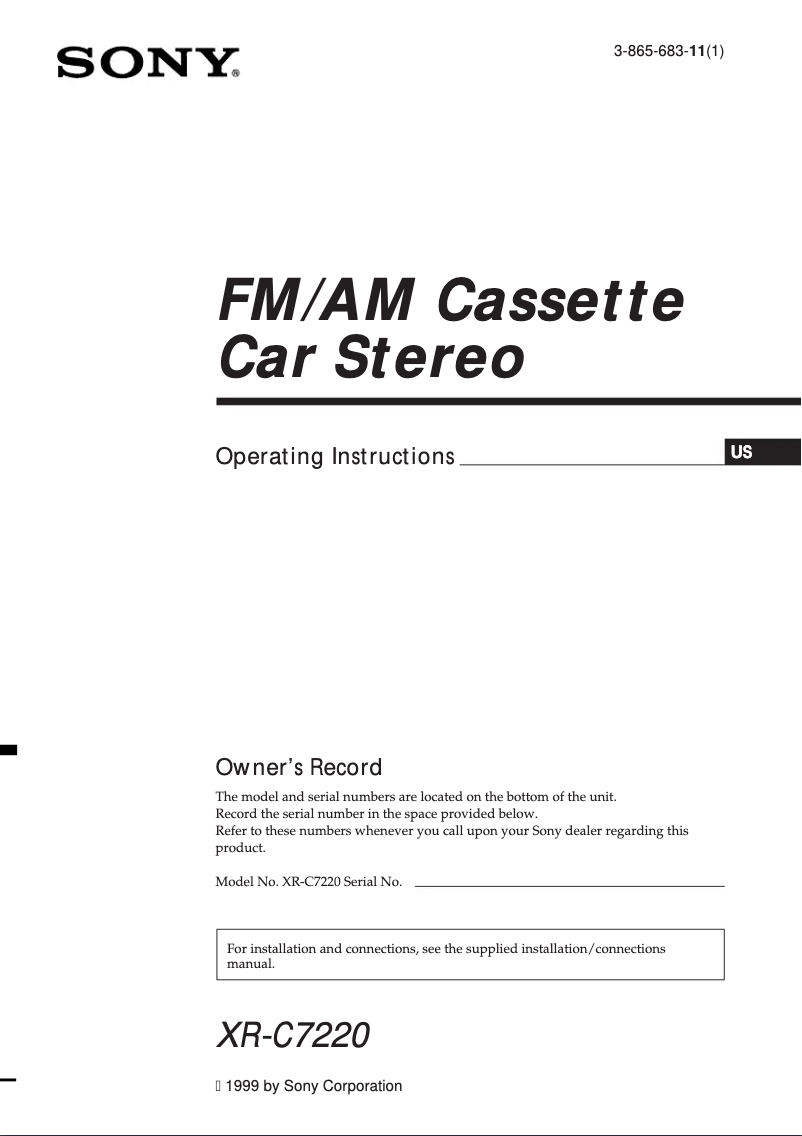 Page 1 de la notice Manuel utilisateur Sony XR-C7220FP