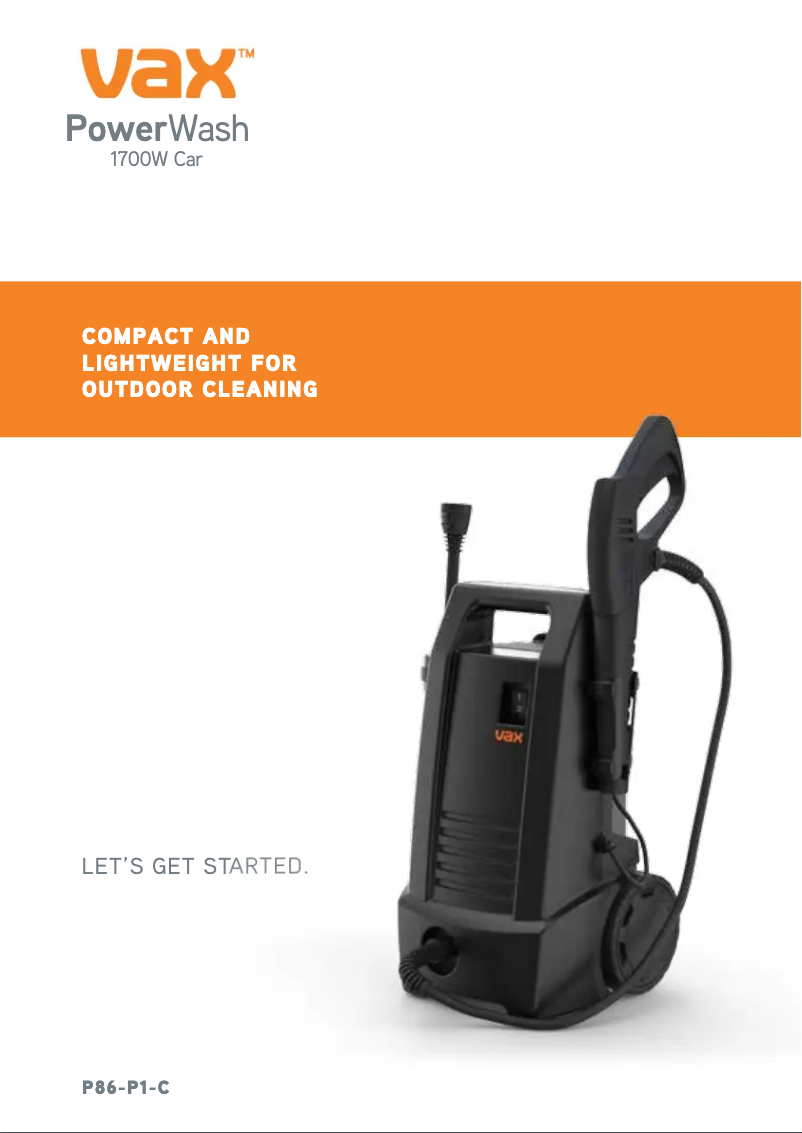 Page n°1 - Manuel utilisateur Vax PowerWash P86-P1-C