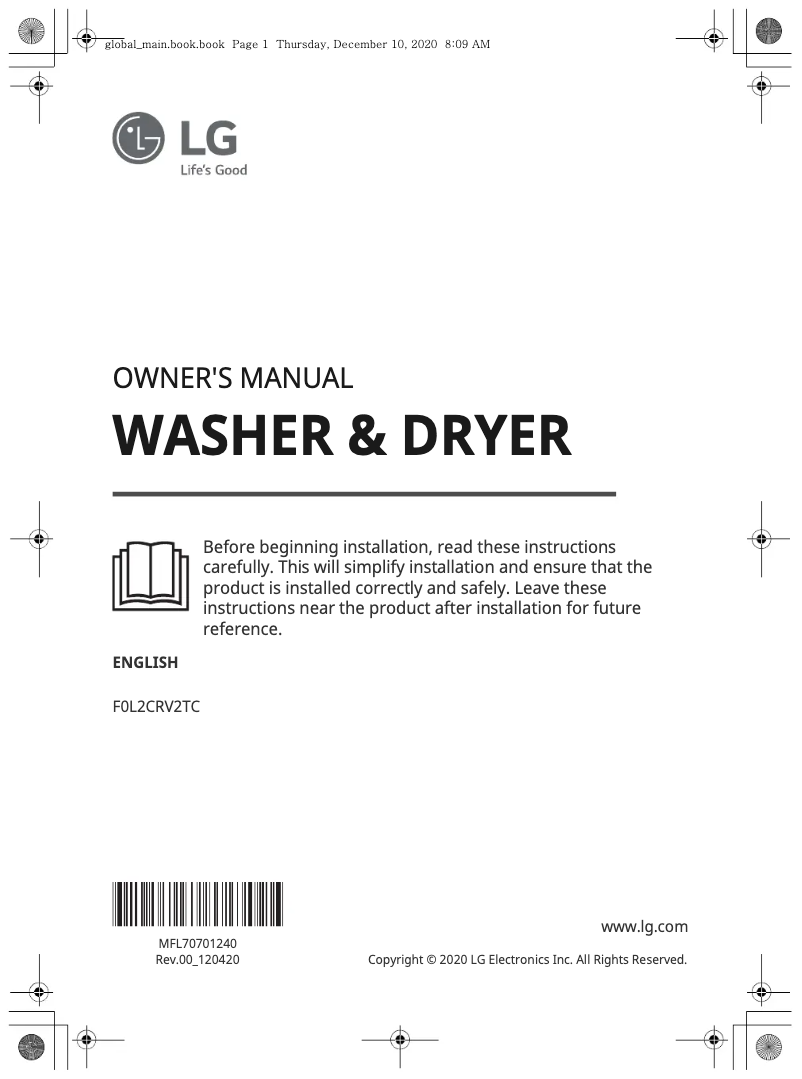 Page n°1 - Manuel utilisateur LG F0L2CRV2TC