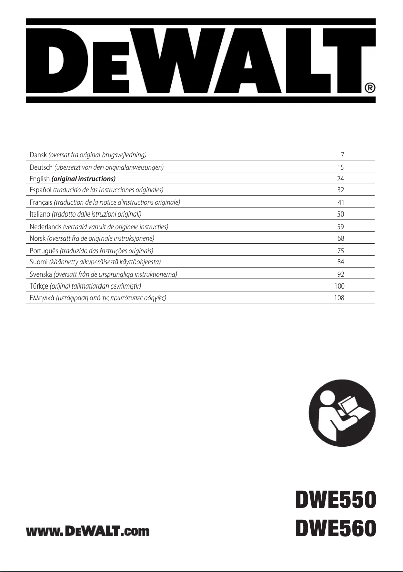 Page 1 de la notice Manuel utilisateur DeWalt DWE550