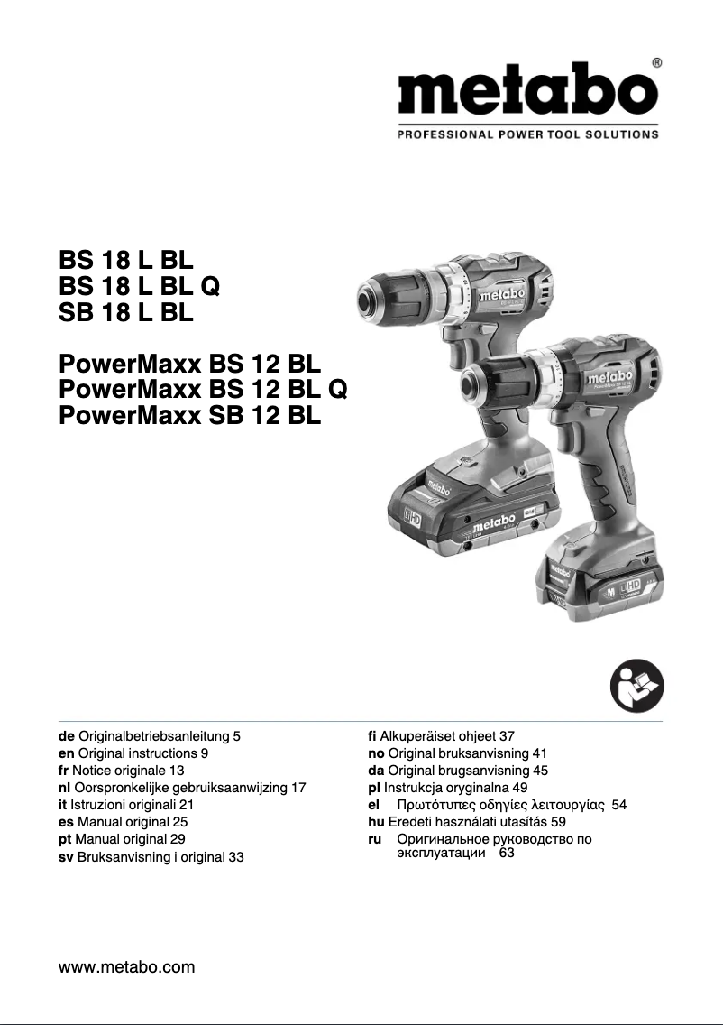Page n°1 - Manuel utilisateur Metabo BS 12 BL