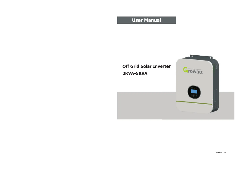 Page 1 de la notice Manuel utilisateur Growatt 5KVA Off-Grid Solar