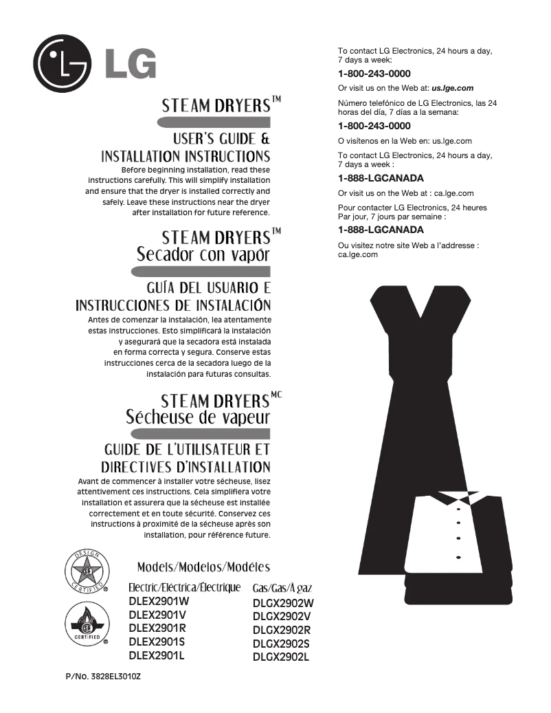 Page 1 de la notice Manuel utilisateur LG DLEX2901V