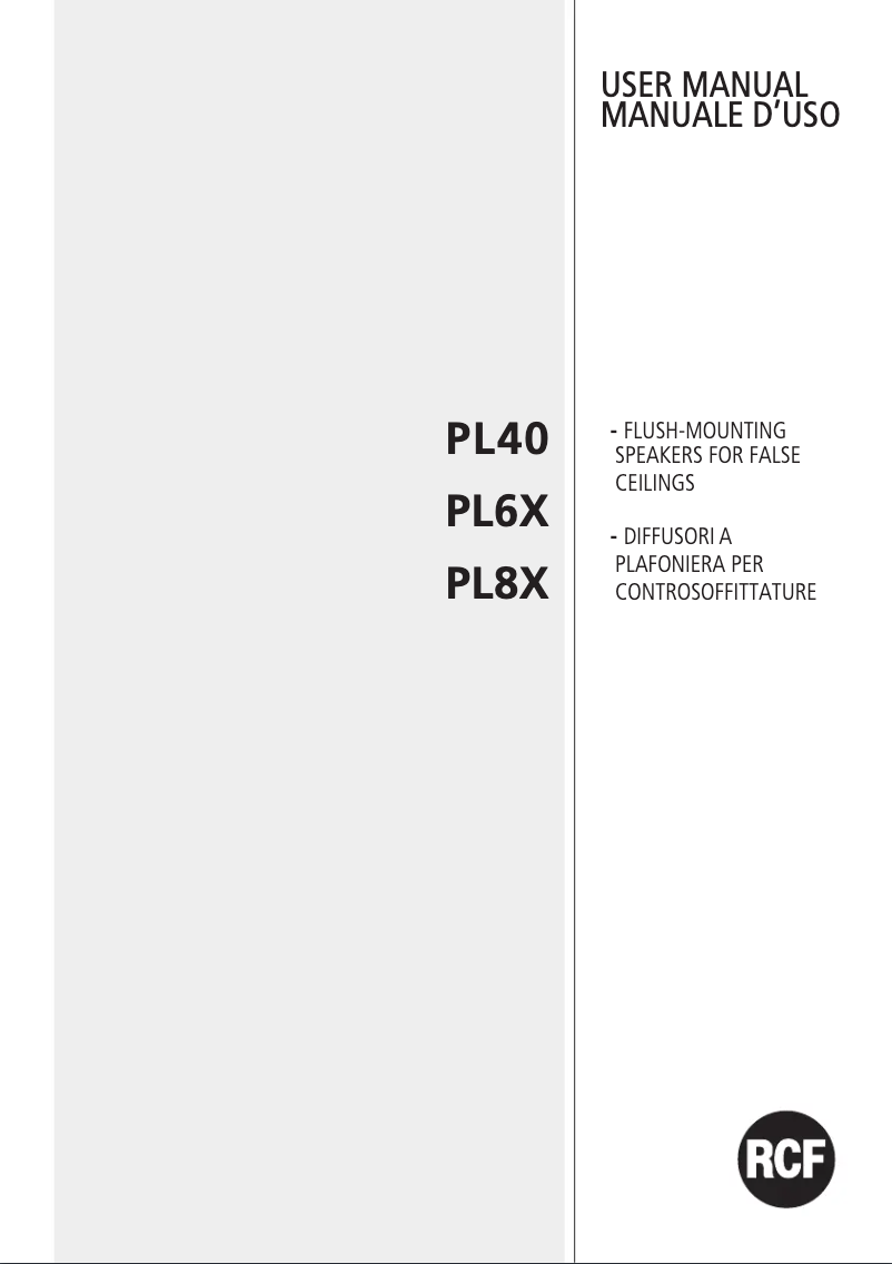 Page 1 de la notice Manuel utilisateur RCF PL 8X