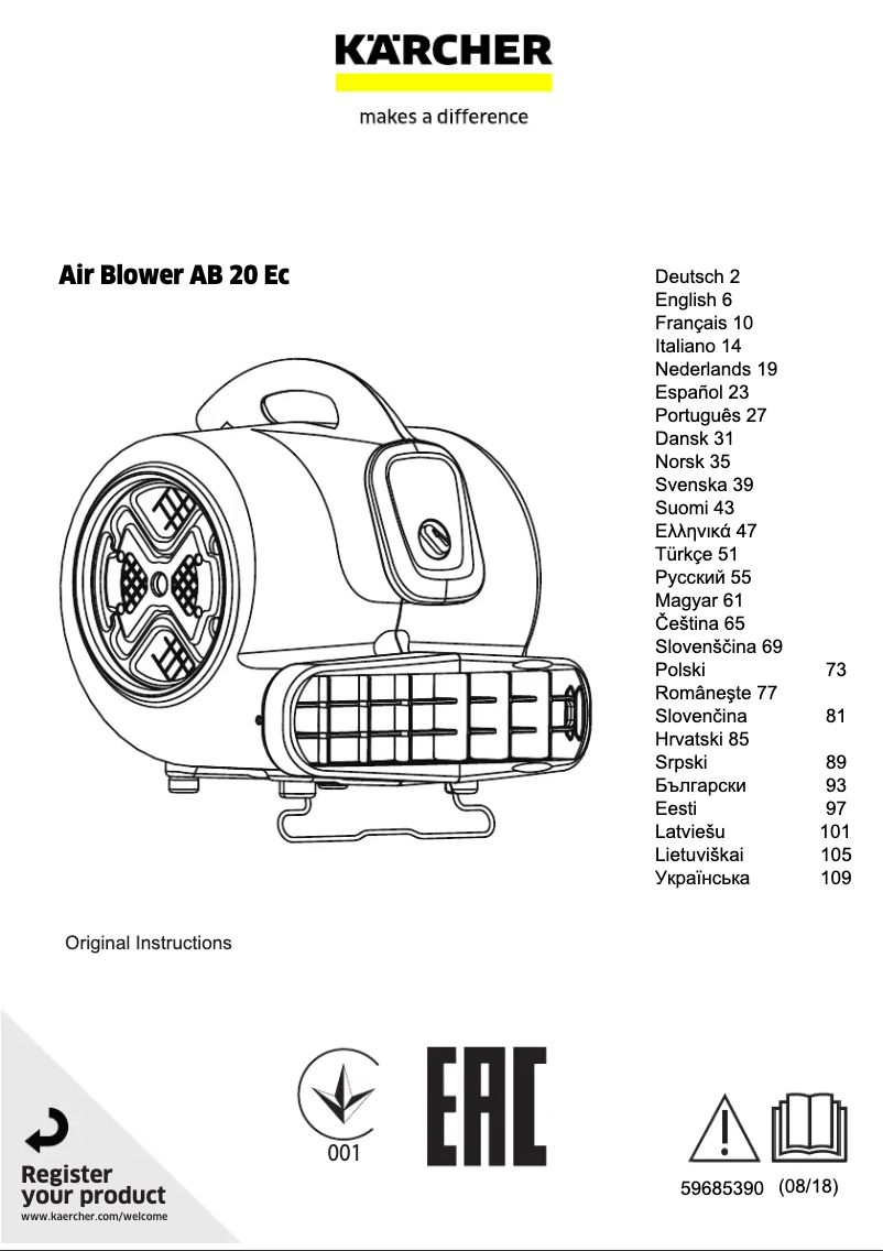 Image de la première page du manuel de l'appareil AB 20 Ec