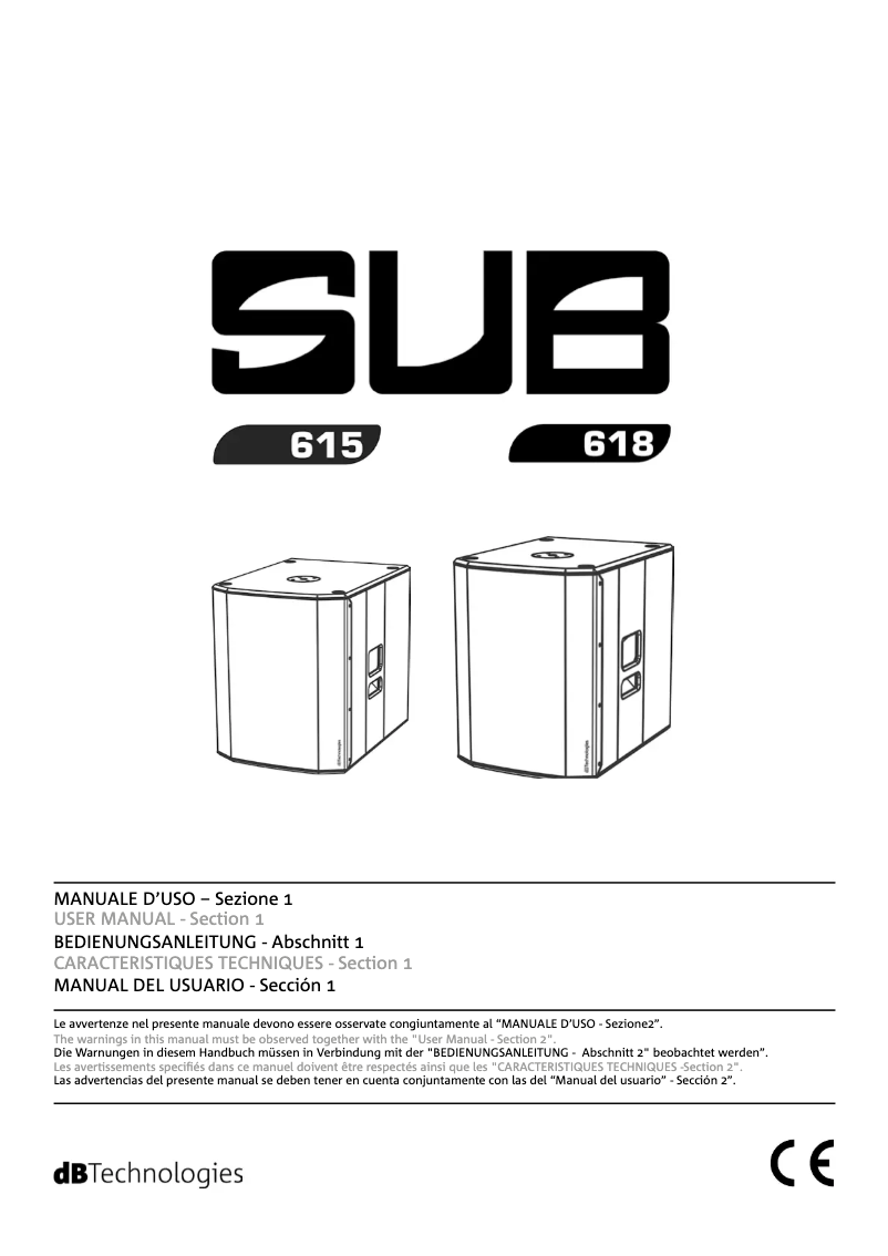 Page n°1 - Manuel utilisateur DB Technologies Sub 618