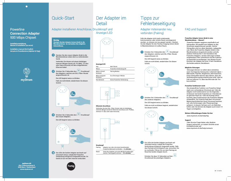 Page 1 de la notice Manuel utilisateur Swisscom Powerline Adapter