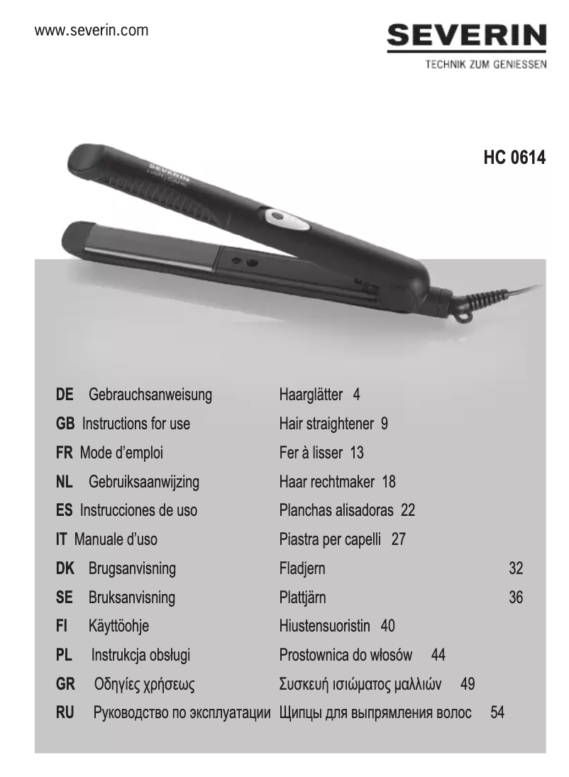 Page 1 de la notice Manuel utilisateur Severin HC 0614