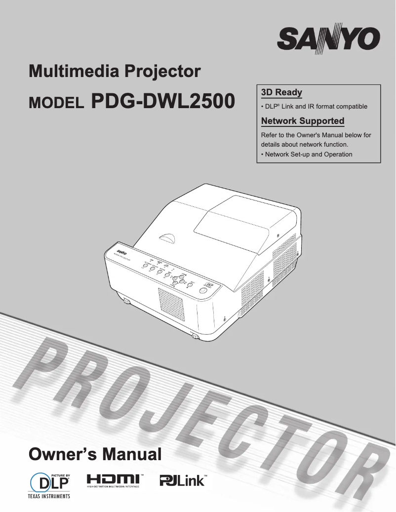 Page n°1 - Manuel utilisateur Sanyo PDG-DWL2500S