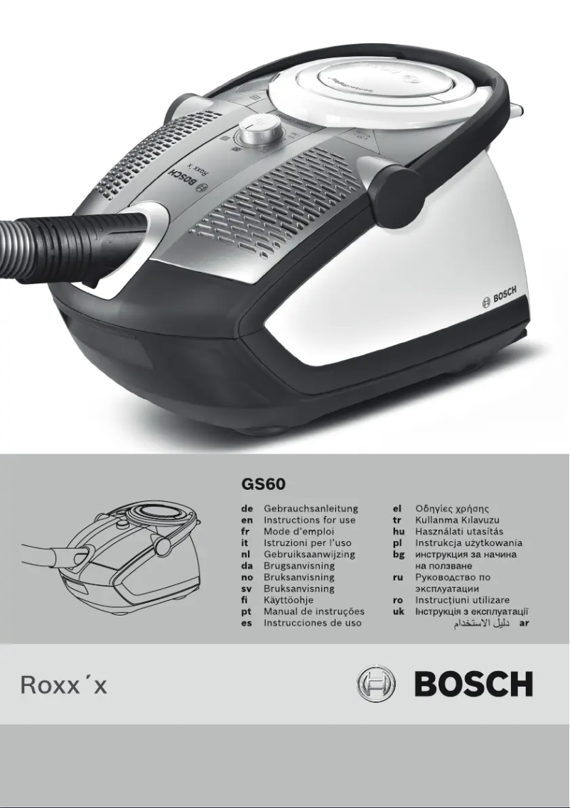 Page 1 de la notice Manuel utilisateur Bosch ROXX GS60 BGS6PRO