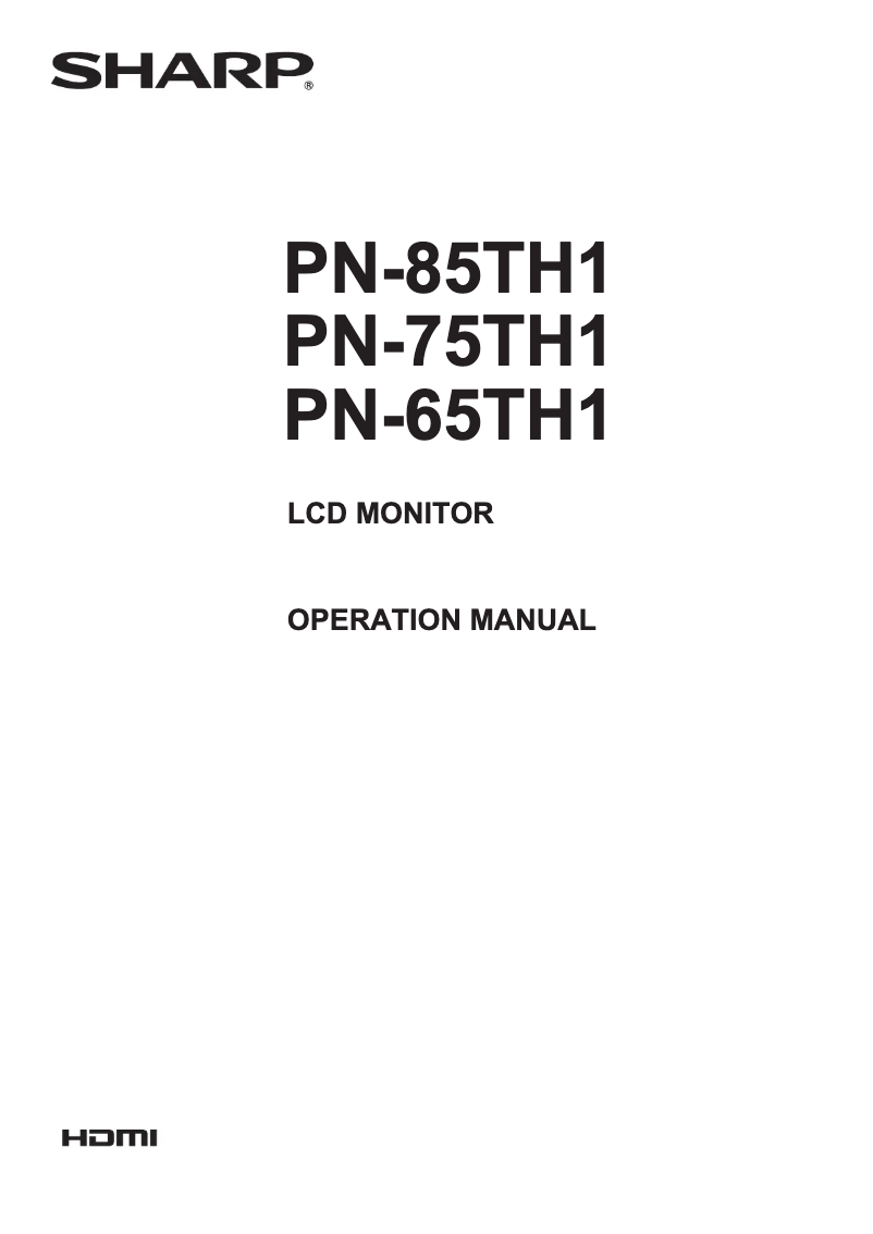 Page 1 de la notice Manuel utilisateur Sharp PN-75TH1
