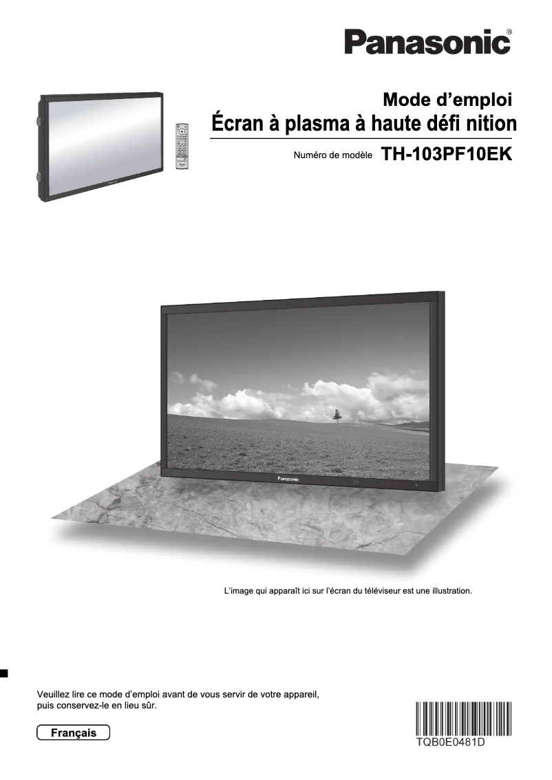 Image de la première page du manuel de l'appareil Viera TH-103PF10EK