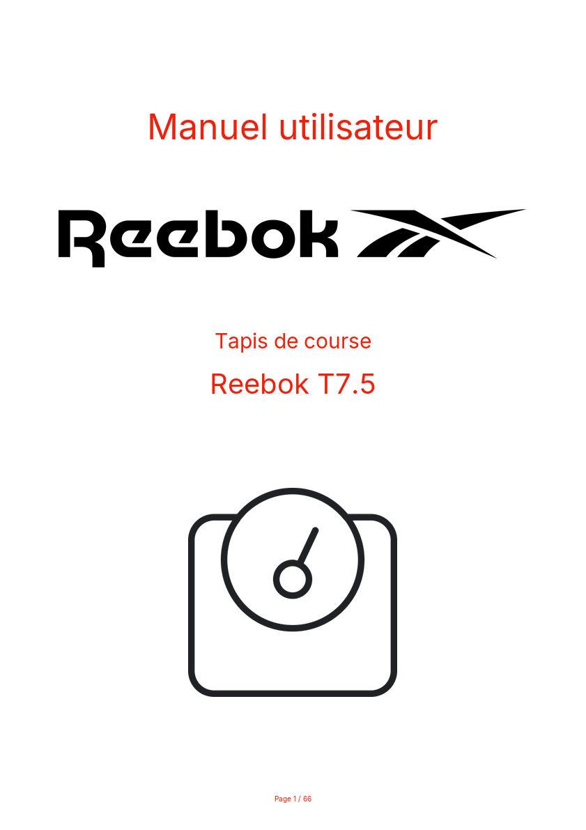 Page n°1 - Manuel utilisateur Reebok T7.5