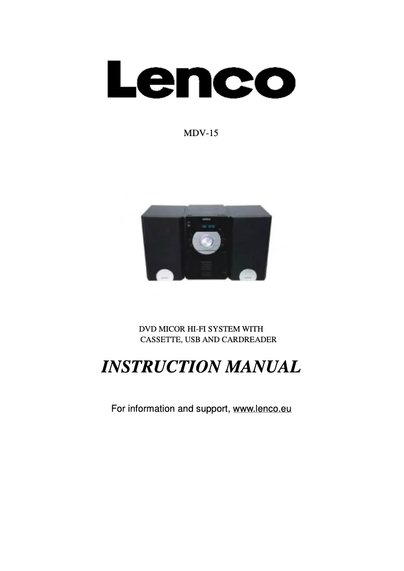 Página 1 del manual Manual de usuario Lenco MDV-15