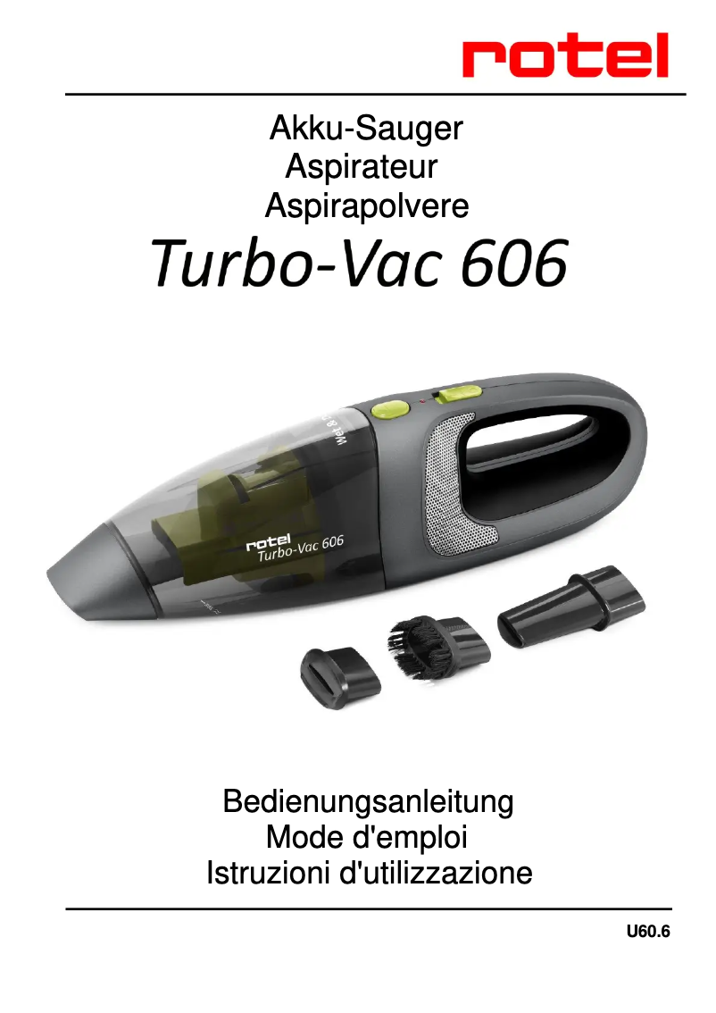 Page n°1 - Manuel utilisateur Rotel Turbo-Vac 606