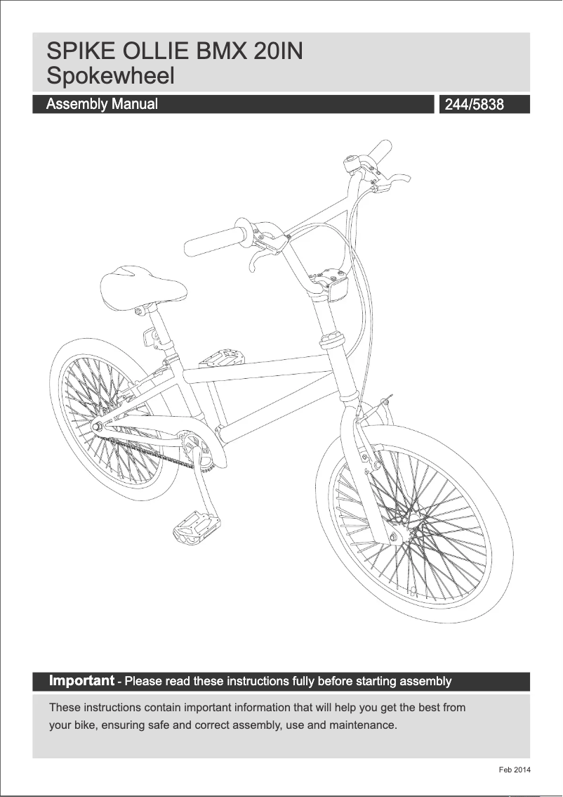 Image de la première page du manuel de l'appareil Spike Ollie BMX