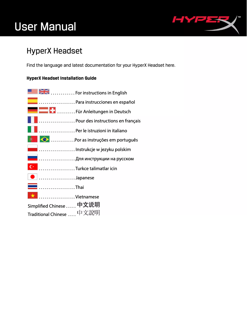 Page 1 de la notice Manuel utilisateur Kingston Technology HyperX Cloud