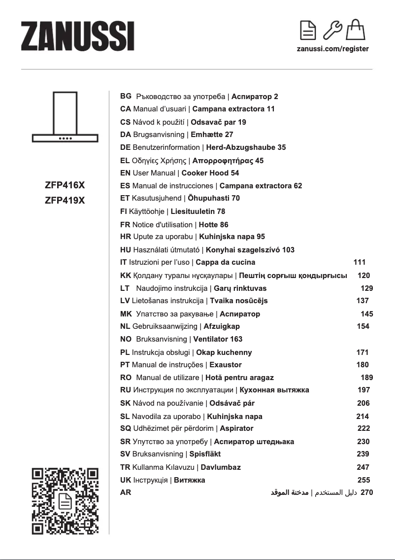 Image de la première page du manuel de l'appareil ZFP419X