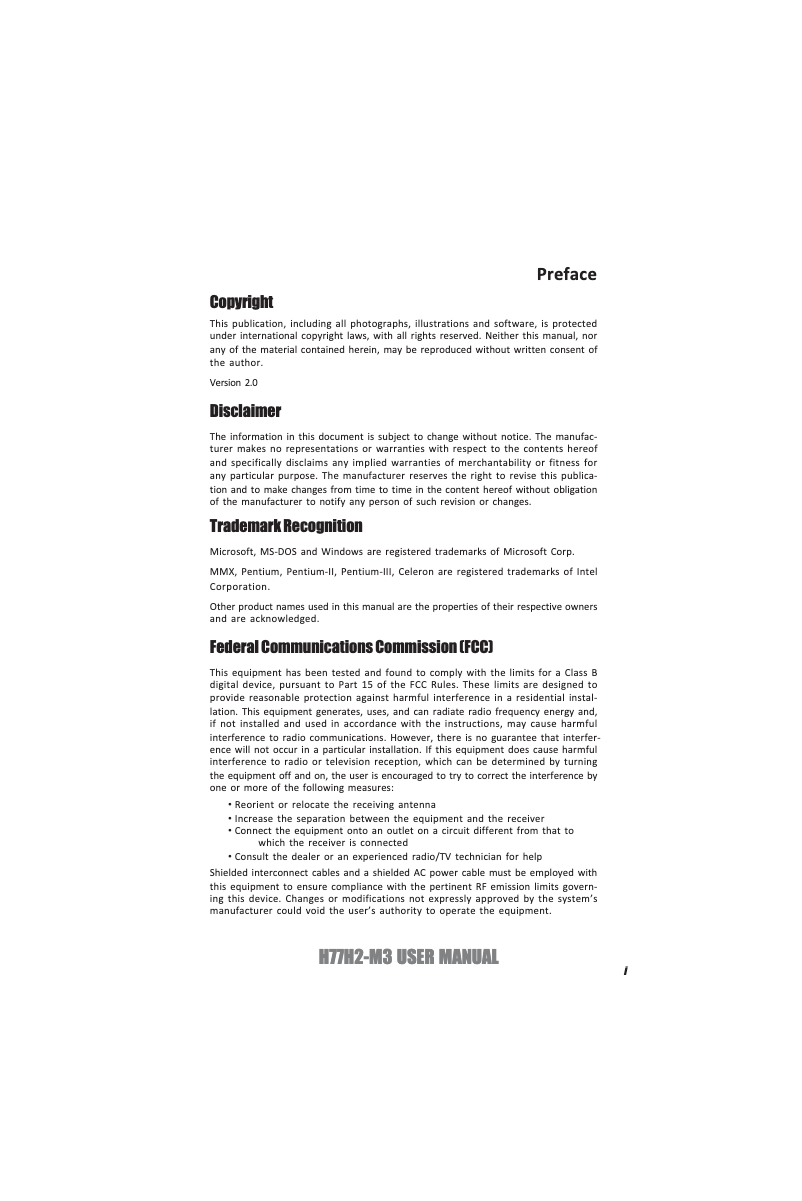 Page 1 de la notice Manuel utilisateur ECS H77H2-M3