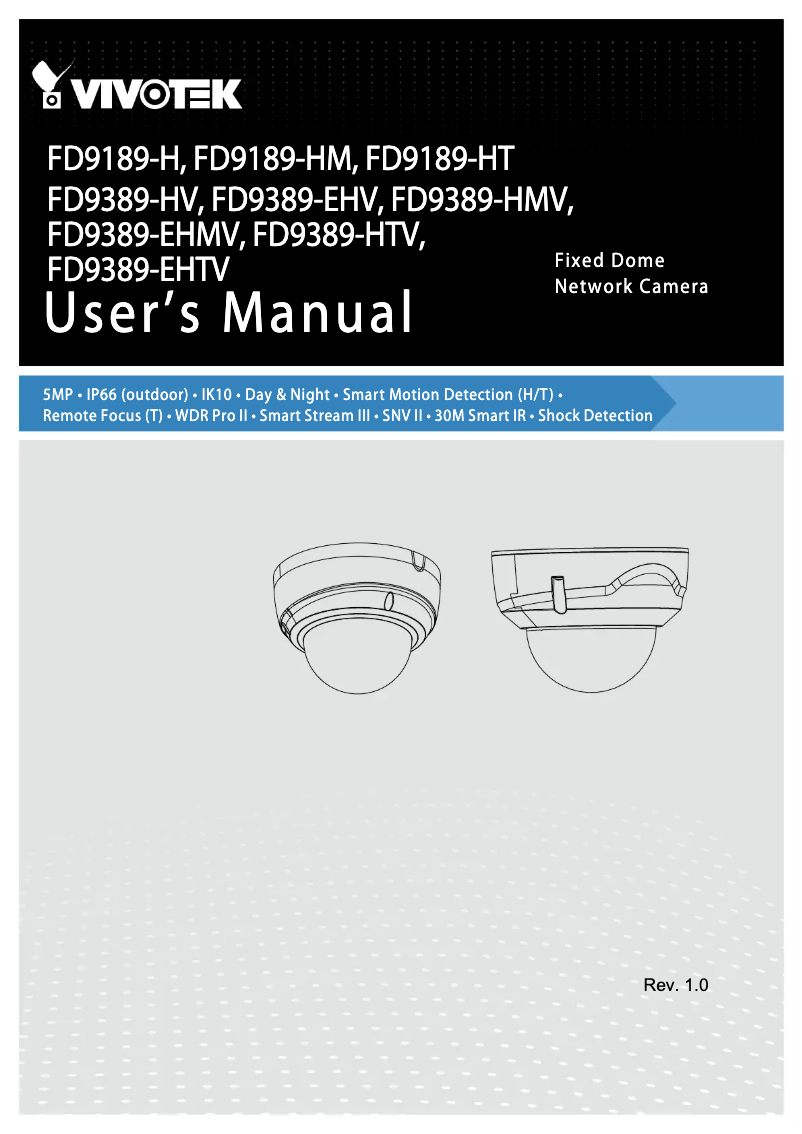 Page 1 de la notice Manuel utilisateur Vivotek FD9189-HT