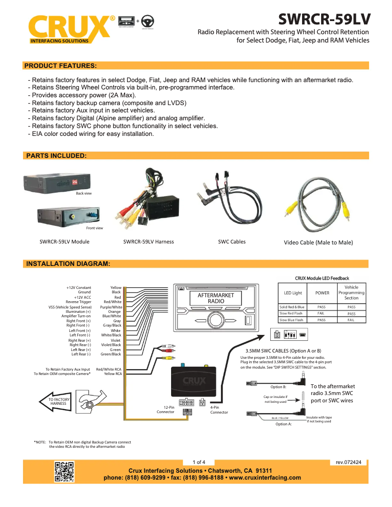 Page n°1 - Manuel utilisateur CRUX SWRCR-59LV