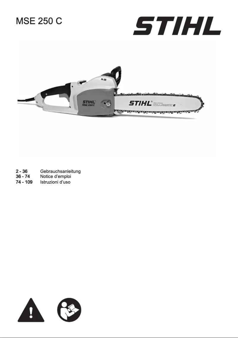 Page 1 de la notice Manuel utilisateur Stihl MSE 250 C