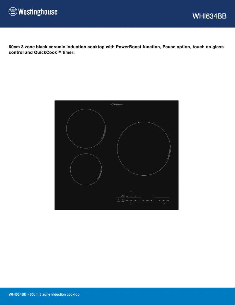 Page n°1 - Fiche technique Westinghouse WHI634BB