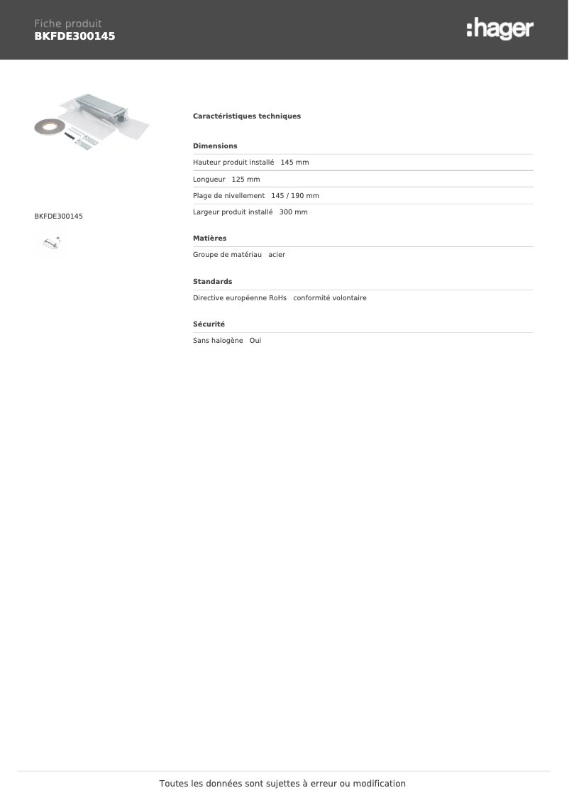 Image de la première page du manuel de l'appareil BKFDE300145