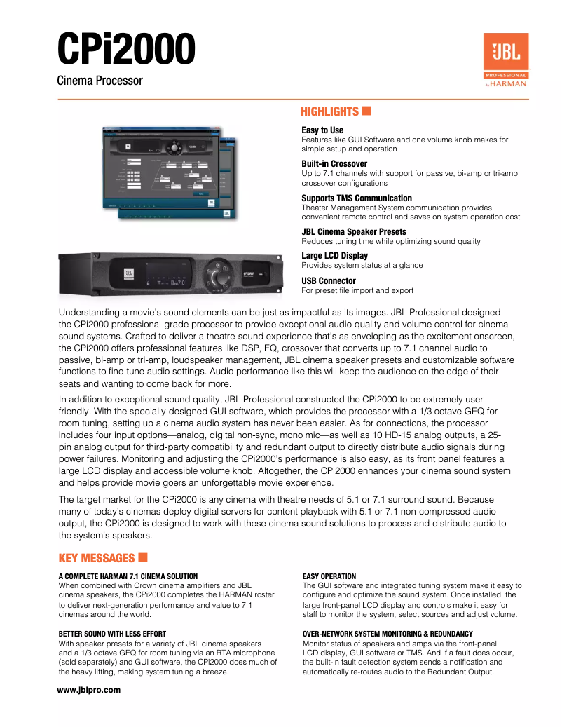 Page n°1 - Fiche technique JBL CPi2000
