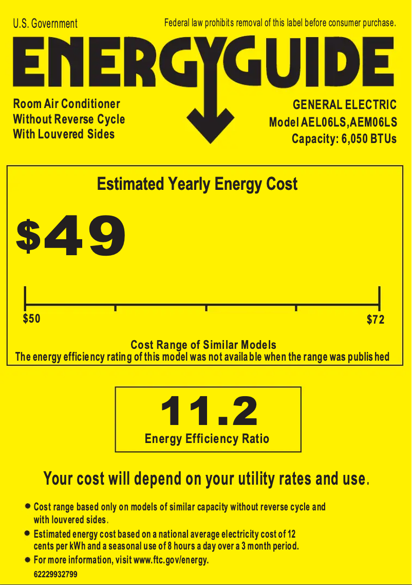 Page n°1 - Label énergétique GE AEM06LS