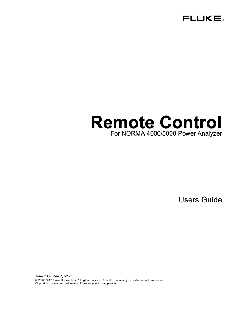 Page 1 de la notice Manuel utilisateur Fluke Norma 4000