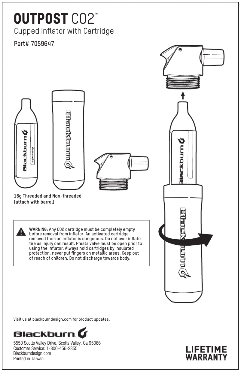 Page 1 de la notice Manuel utilisateur Blackburn Outpost CO2