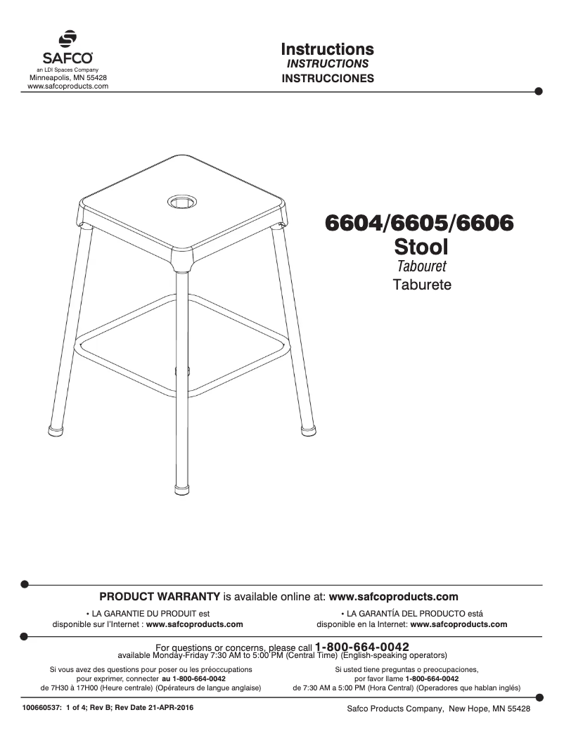 Page 1 de la notice Manuel utilisateur Safco 6605