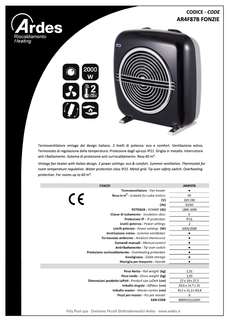 Page n°1 - Fiche technique Ardes AR4F07B