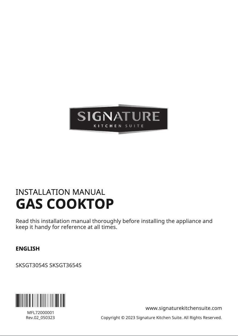 Page n°1 - Guide d'installation Signature SKSGT3654S