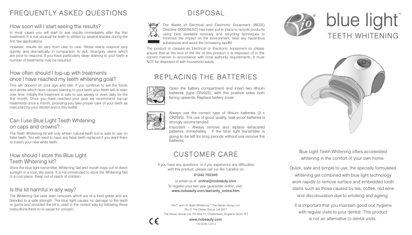 Page n°1 - Manuel utilisateur Rio DCWH6